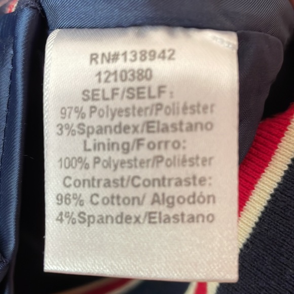 Navy and Red cropped baseball inspired satin bomber jacket. Red Sox! M - Picture 5 of 7